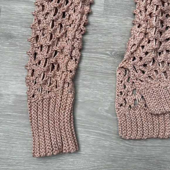 Lucky Brand Crochet Openwork Pink Knit Sweater Top | EUC Size S - Picture 5 of 6